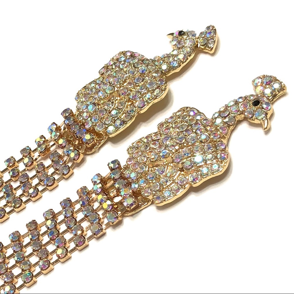 Proud peacock rhinestone dangle earrings